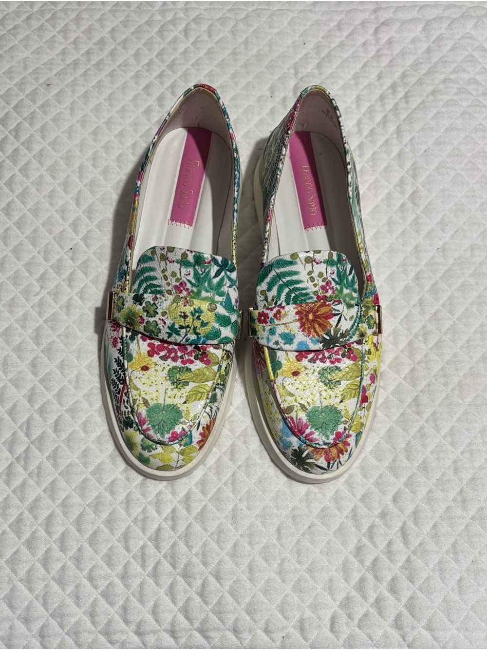 Franco Sarto Floral Print Slip-On Loafers in Multicolor Sz 8M EUC